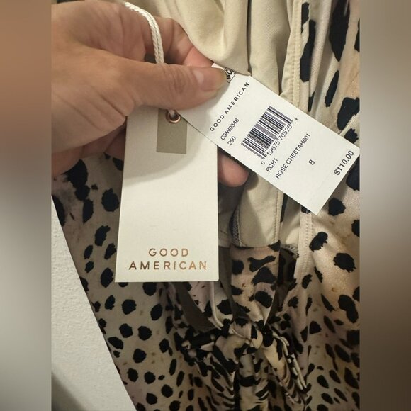 Good American Ruched Halter Rose Cheetah One-Piece Swimsuit Size 8 (M/L) NWT - Picture 9 of 11
